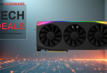 XFX Radeon RX 7900 XTX graphics card with three fans and RGB lighting.