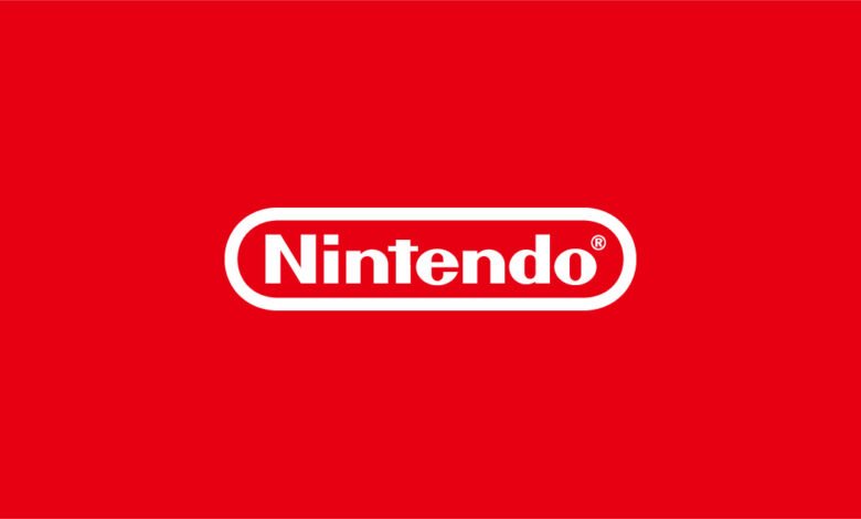 Nintendo logo in white on a red background.
