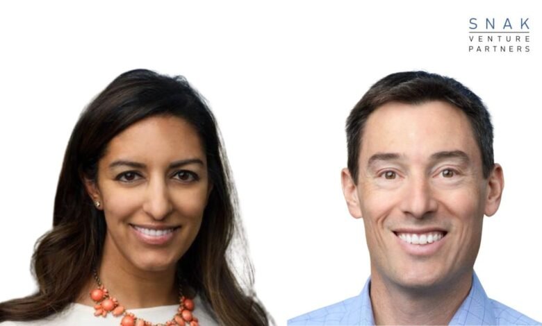 Headshots of two professionals, woman with necklace and man in blue shirt.