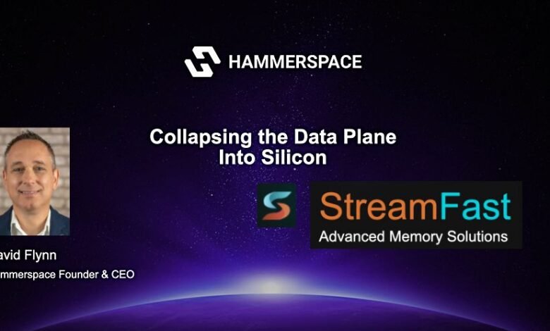 Hammerspace presentation slide featuring David Flynn and StreamFast logo.