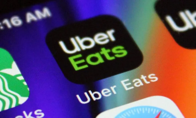 Uber Eats app icon on a smartphone screen, close-up view.