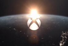 Xbox logo over Earth with a bright sunrise in the background.
