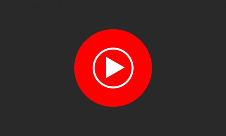 YouTube Music logo: white play button on a red circle.