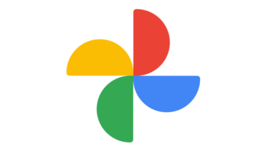 Google Photos logo: four colored semicircles arranged in a flower shape.
