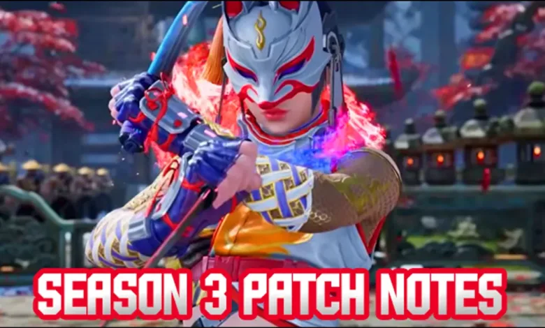 Tekken character with fox mask and sword, Season 3 patch notes.
