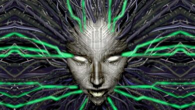 Abstract digital art featuring a face surrounded by cables and green energy.
