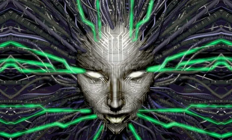 Abstract digital art featuring a face surrounded by cables and green energy.