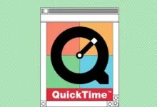 Vintage QuickTime logo in a retro computer window.