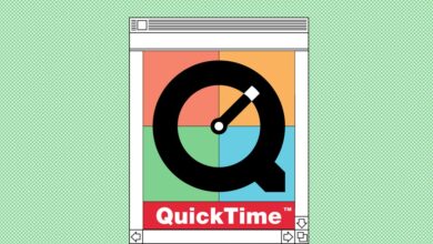 Vintage QuickTime logo in a retro computer window.