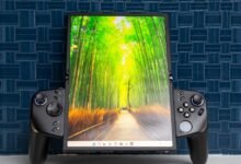 Lenovo Legion Go handheld gaming device with detachable controllers.