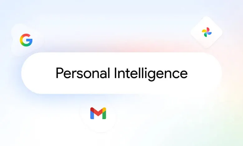 Google's Personal Intelligence concept with Google apps logos.