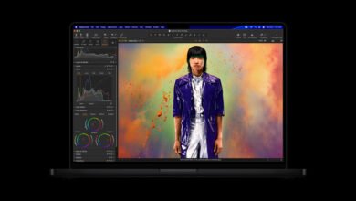 MacBook Pro displaying Capture One photo editing software with a portrait.
