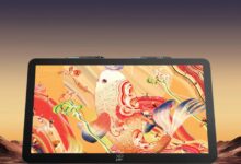 XP-Pen Artist Pro 27 drawing tablet displaying colorful, whimsical artwork.