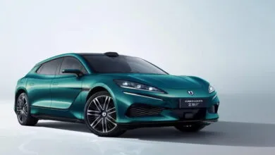 Teal Denza Z9 GT electric car with sleek design and modern features.