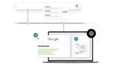 Google AI overview and ChatGPT integration displayed on a laptop screen.