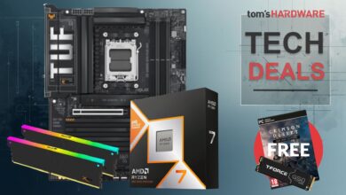 Tech deals featuring motherboard, CPU, RAM, game, and SSD.