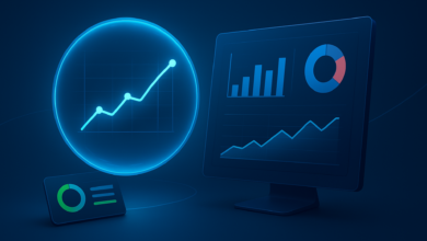 Digital display showing charts and graphs for data analysis and reporting.