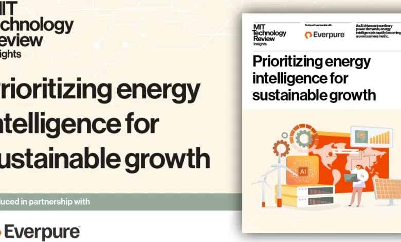 MIT Technology Review Insights report cover on energy intelligence and sustainable growth.