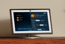 Smart display showing a food ordering interface with options for customization.