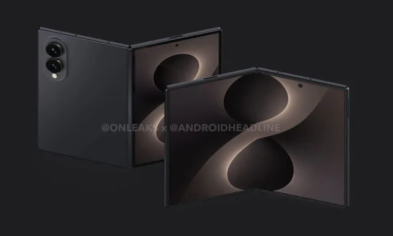 Foldable smartphone with dual screen and camera array.