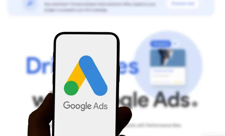 Google Ads logo displayed on a smartphone screen.