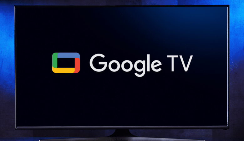 Google TV logo displayed on a television screen.