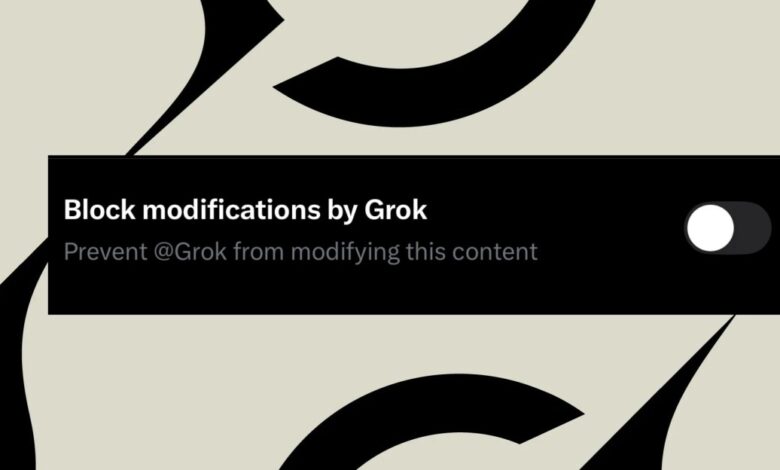 Screenshot of a setting to block modifications by Grok.
