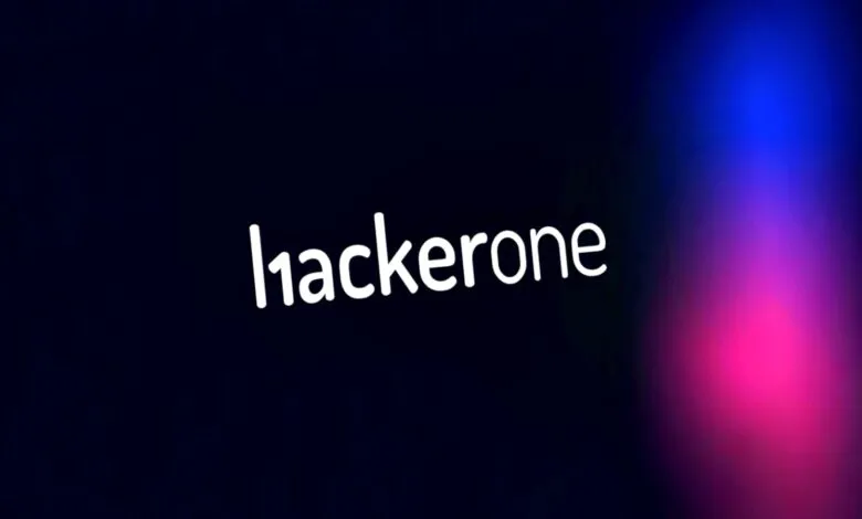 HackerOne logo in white against a dark blue and pink gradient background.