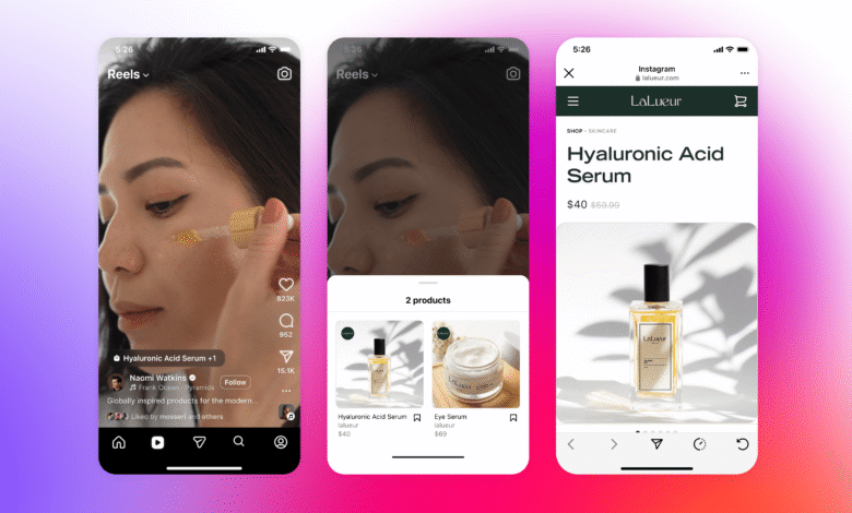 Instagram ad for LaLueur Hyaluronic Acid Serum featuring Naomi Watkins.