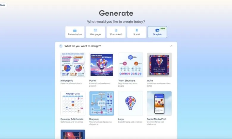 Screenshot of a design platform interface with graphic templates.