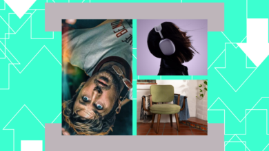 Collage of Chris Hemsworth, headphones, and a green chair.
