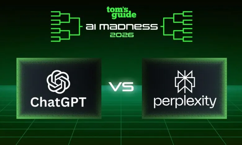 ChatGPT versus Perplexity AI in Tom's Guide AI Madness 2026 bracket.