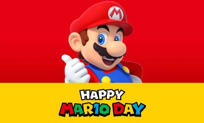 Mario giving a thumbs up for Mario Day celebration.