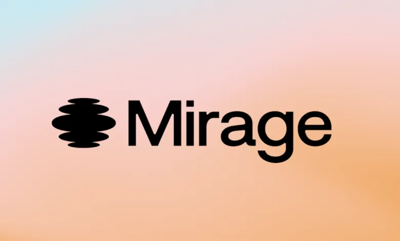 Mirage logo with a stylized icon on a gradient background.