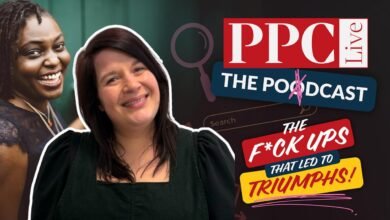 Podcast graphic featuring two smiling women and PPC Live Podcast branding.