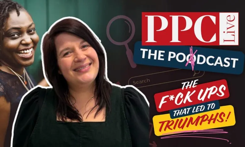 Podcast graphic featuring two smiling women and PPC Live Podcast branding.