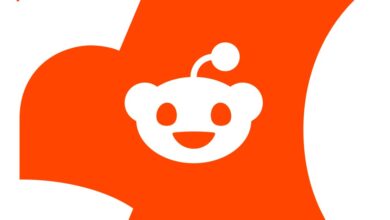 Reddit logo, white Snoo on orange background, simple design.