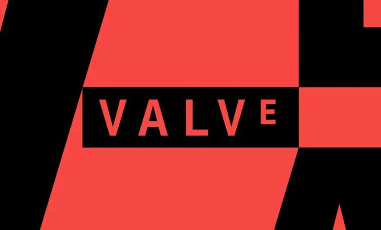 Valve logo in black and red geometric design.