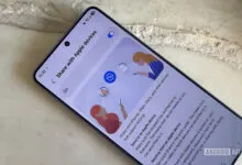 Samsung phone displaying 'Share with Apple devices' settings screen.