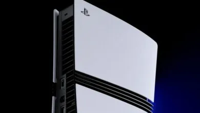 Close-up of a PlayStation 5 console showing its sleek, modern design.