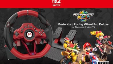 Mario Kart Racing Wheel Pro Deluxe for Nintendo Switch 2 with pedals.
