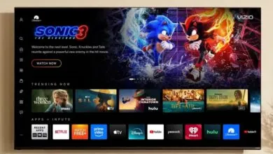 Vizio smart TV displaying Sonic 3 movie and streaming apps.