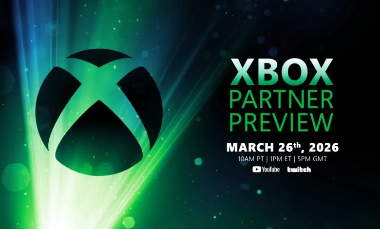 Xbox Partner Preview announcement with green logo and event details.