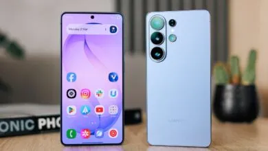 Two Samsung Galaxy phones, one showing the screen and the other the camera.