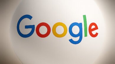 Google logo displayed on a white sphere.