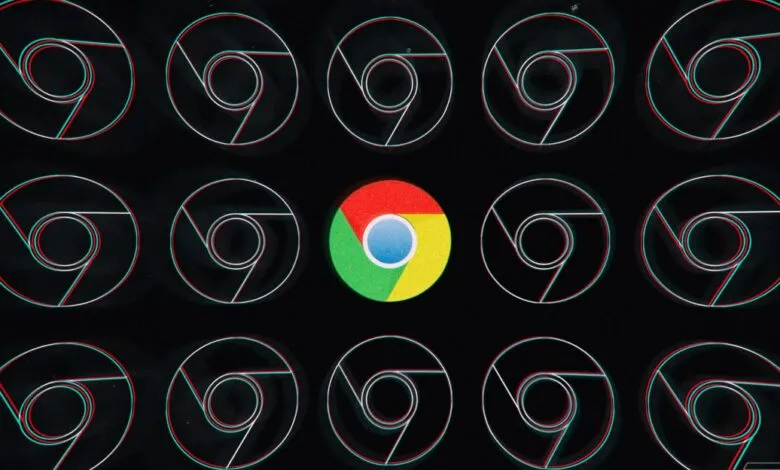 Chrome logo pattern with one colorful icon in the center.