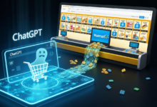 ChatGPT interface showing online shopping with a sad ghost in a cart.