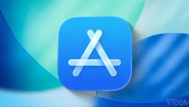 Apple App Store logo on a blue rounded square with a light blue background.