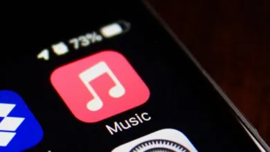 Close-up of Apple Music app icon on a smartphone screen.