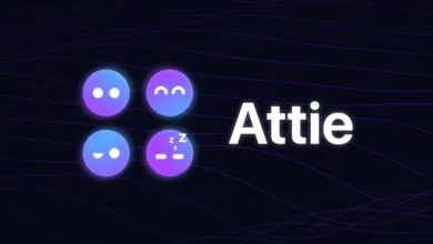 Attie logo with four emoji-like faces and the name 'Attie' in white text.